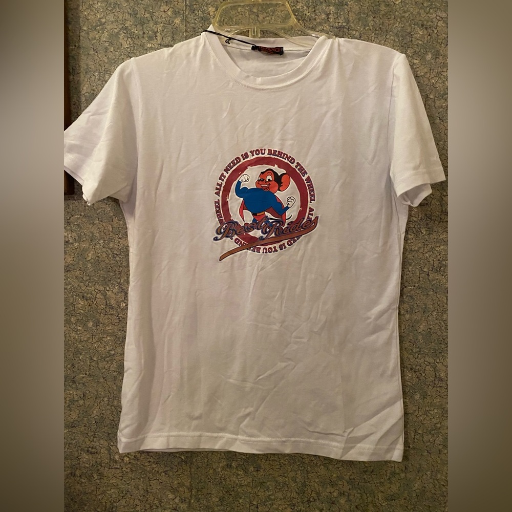 NWT y2k vintage Mighty Mouse White Graphic T-Shirt coco loco sz L error!